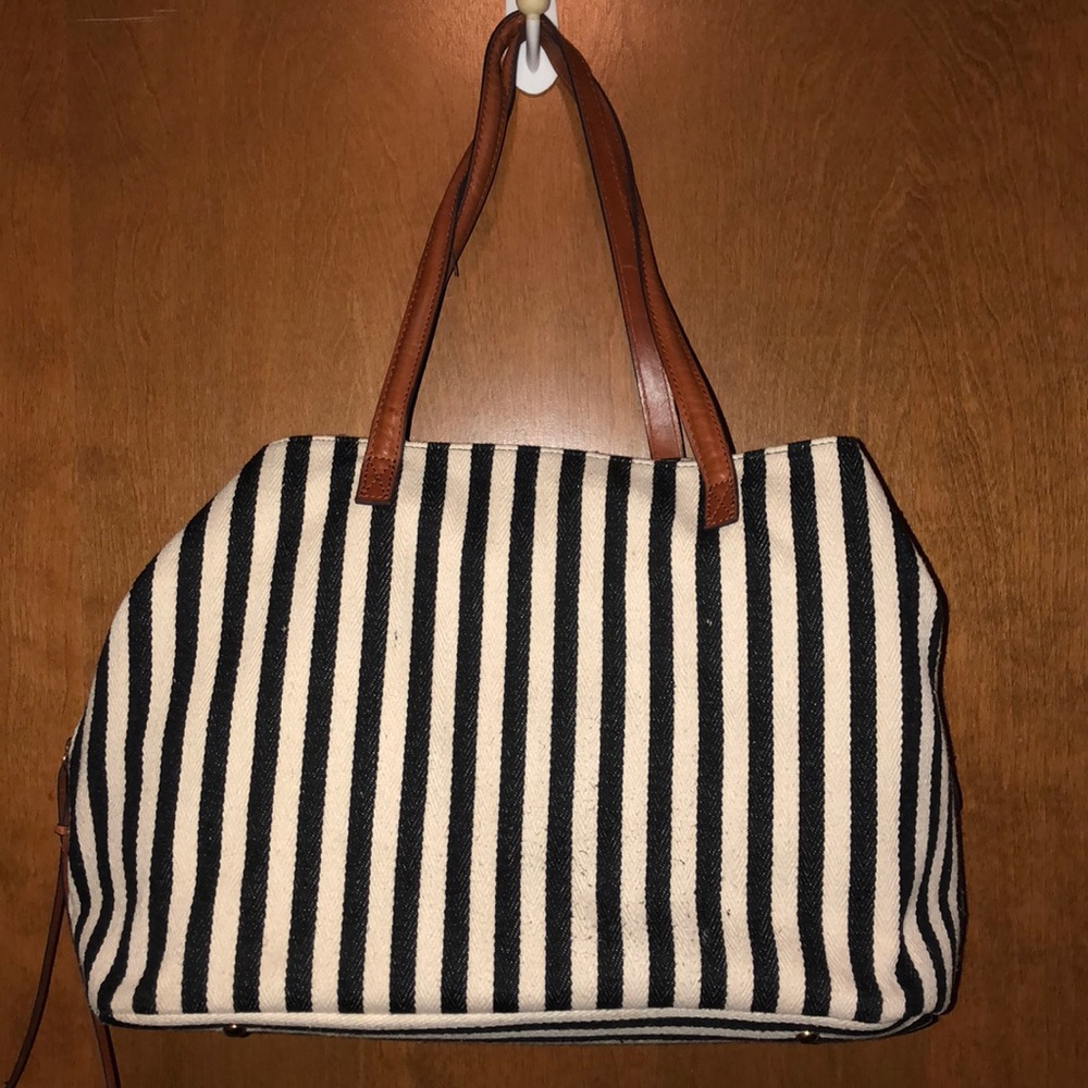 Striped Black & Pearlish Purse